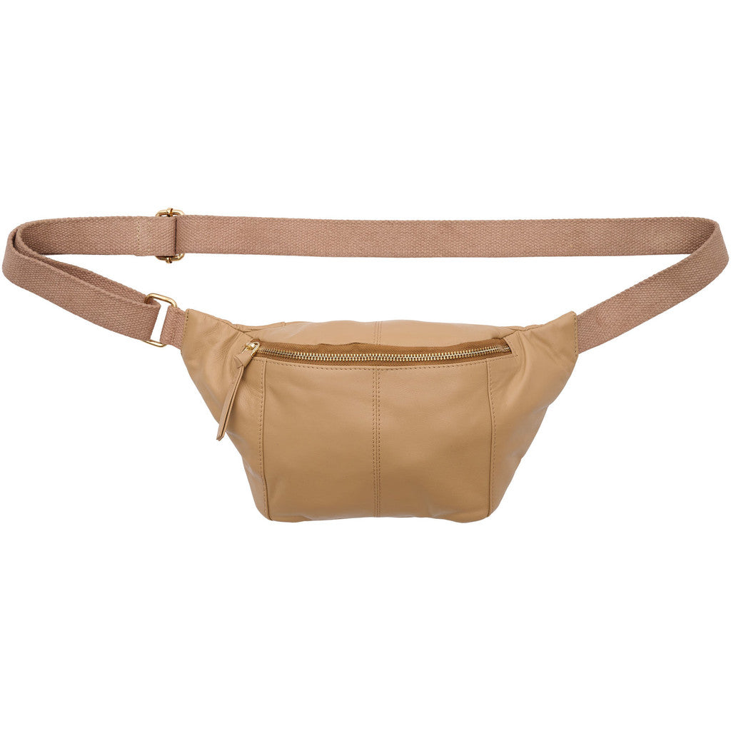 Orchid Bæltetaske i læder med canvas rem Tasker Sand w. Light Gold Acc.