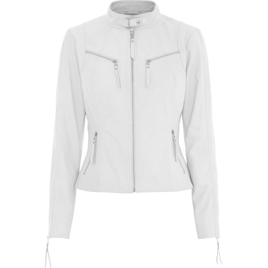 Stocklots Bikerjakke i læder Jakker Hvid