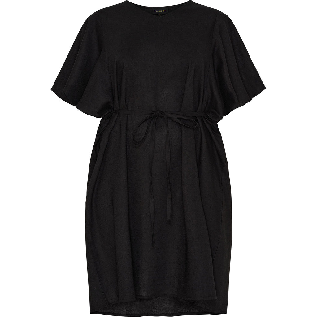 NO. 1 BY OX Elegant bomuldskjole med bindebånd Kjoler Sort