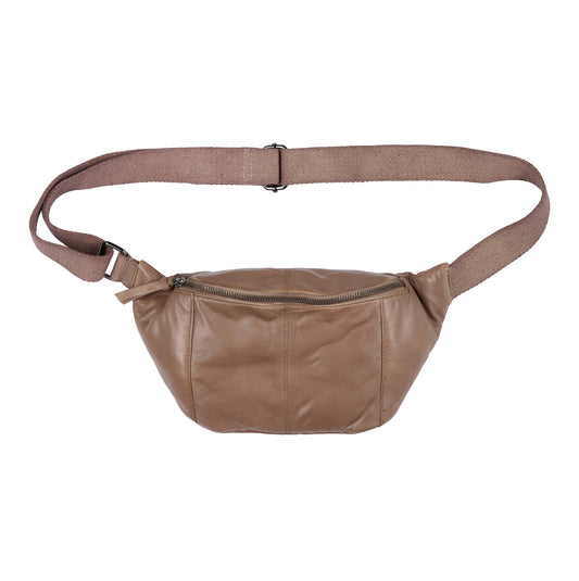 Orchid Bæltetaske i læder med canvas rem Tasker Beige