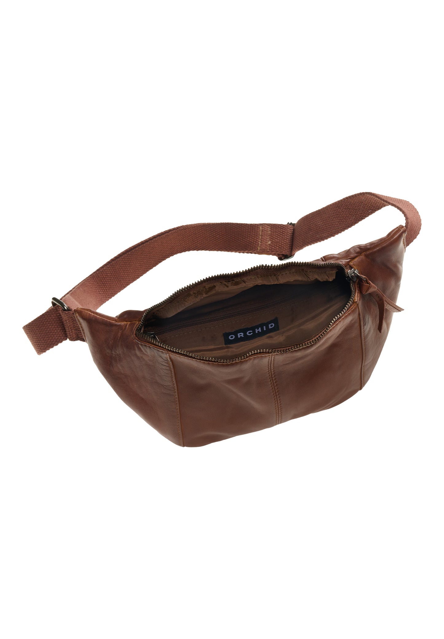 Orchid Bæltetaske i læder med canvas rem Tasker Brun