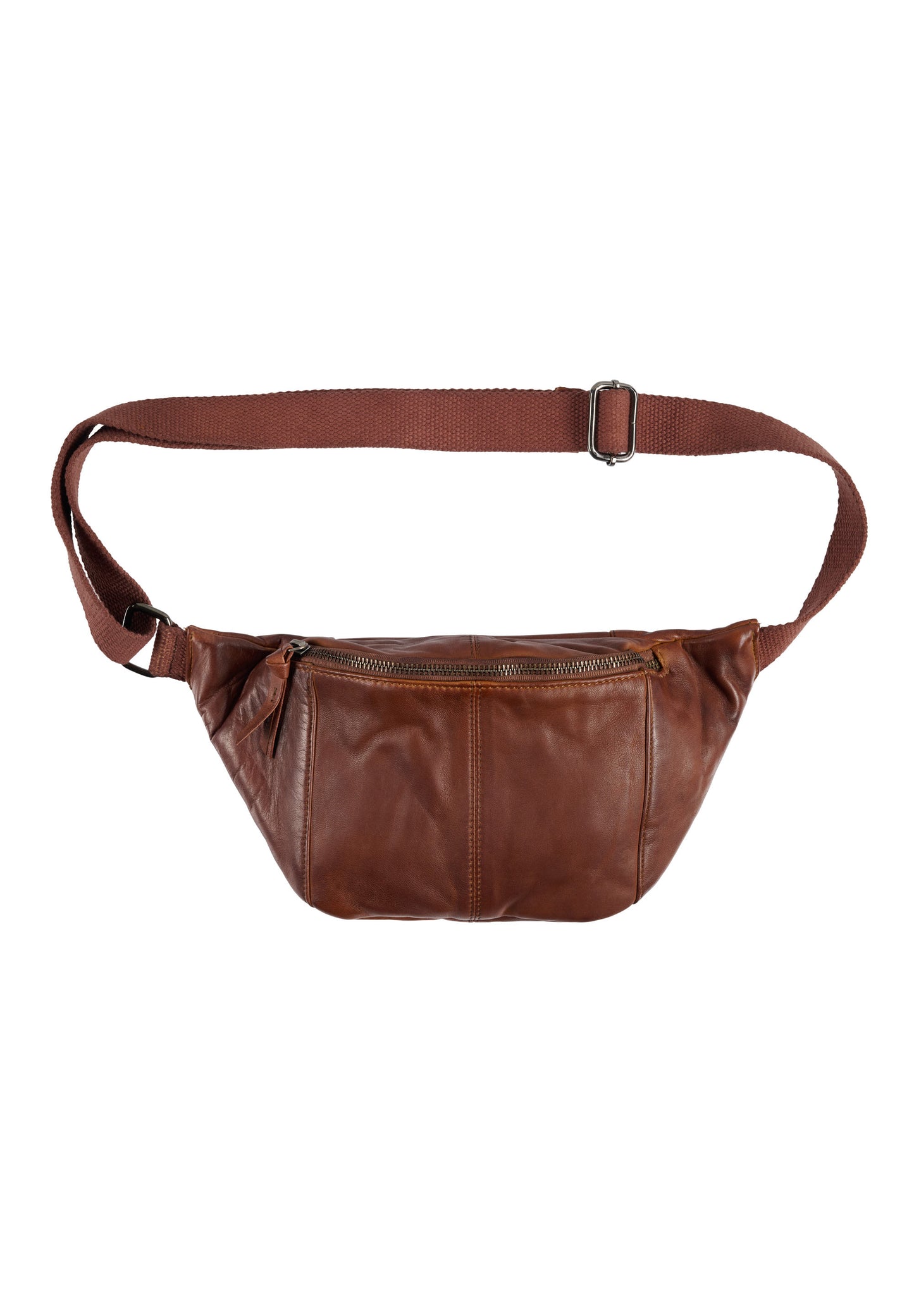 Orchid Bæltetaske i læder med canvas rem Tasker Brun