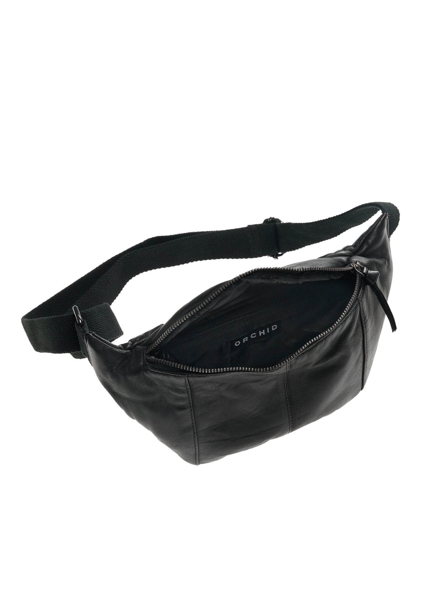 Orchid Bæltetaske i læder med canvas rem Tasker Sort