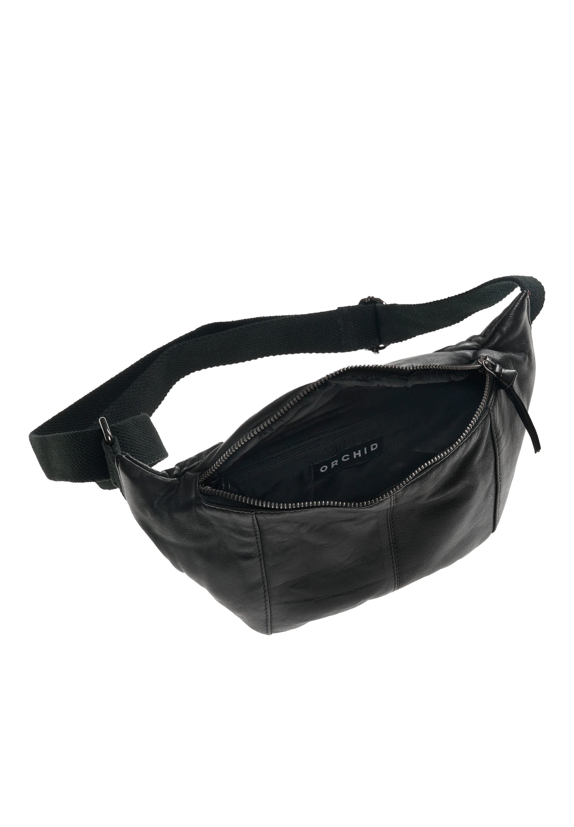 Orchid Bæltetaske i læder med canvas rem Tasker Sort