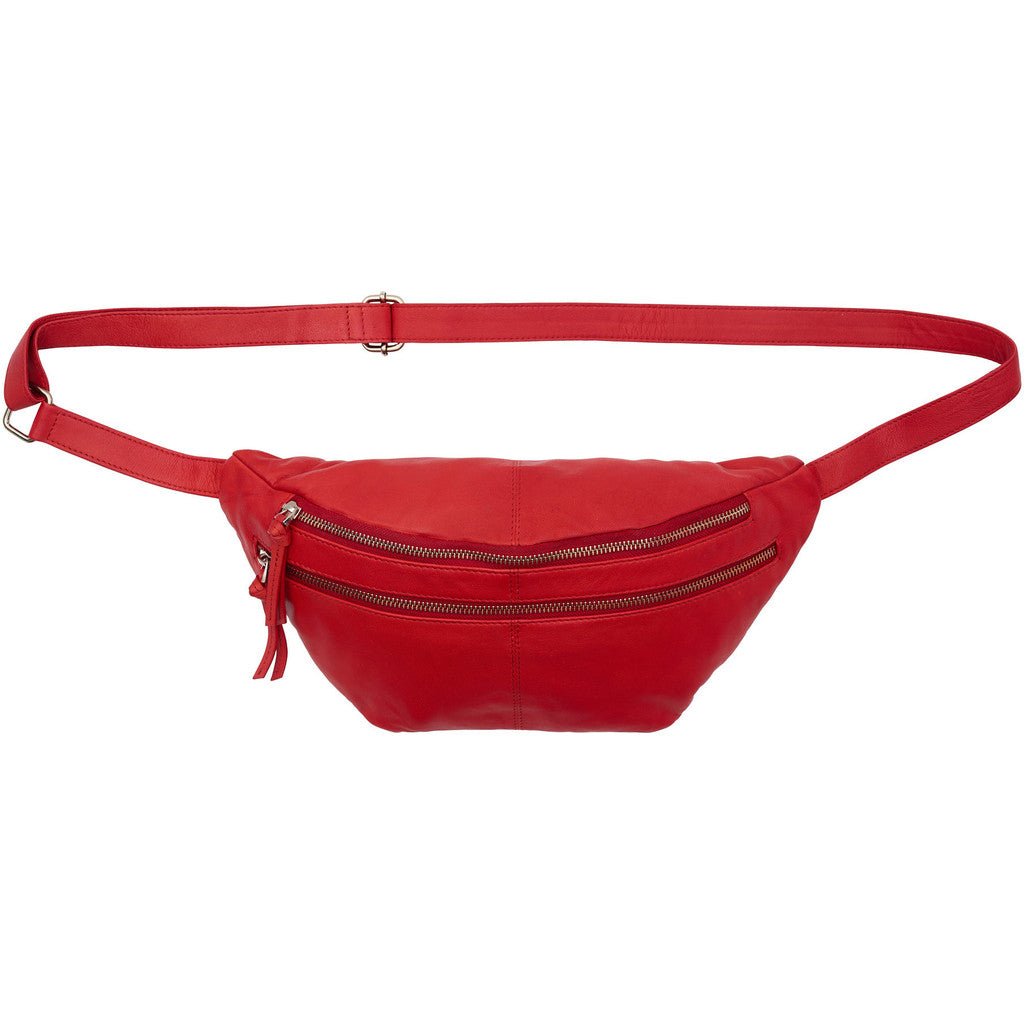 Orchid Bæltetaske med læderstrop Tasker Light Red w. Shiny Silver acc.