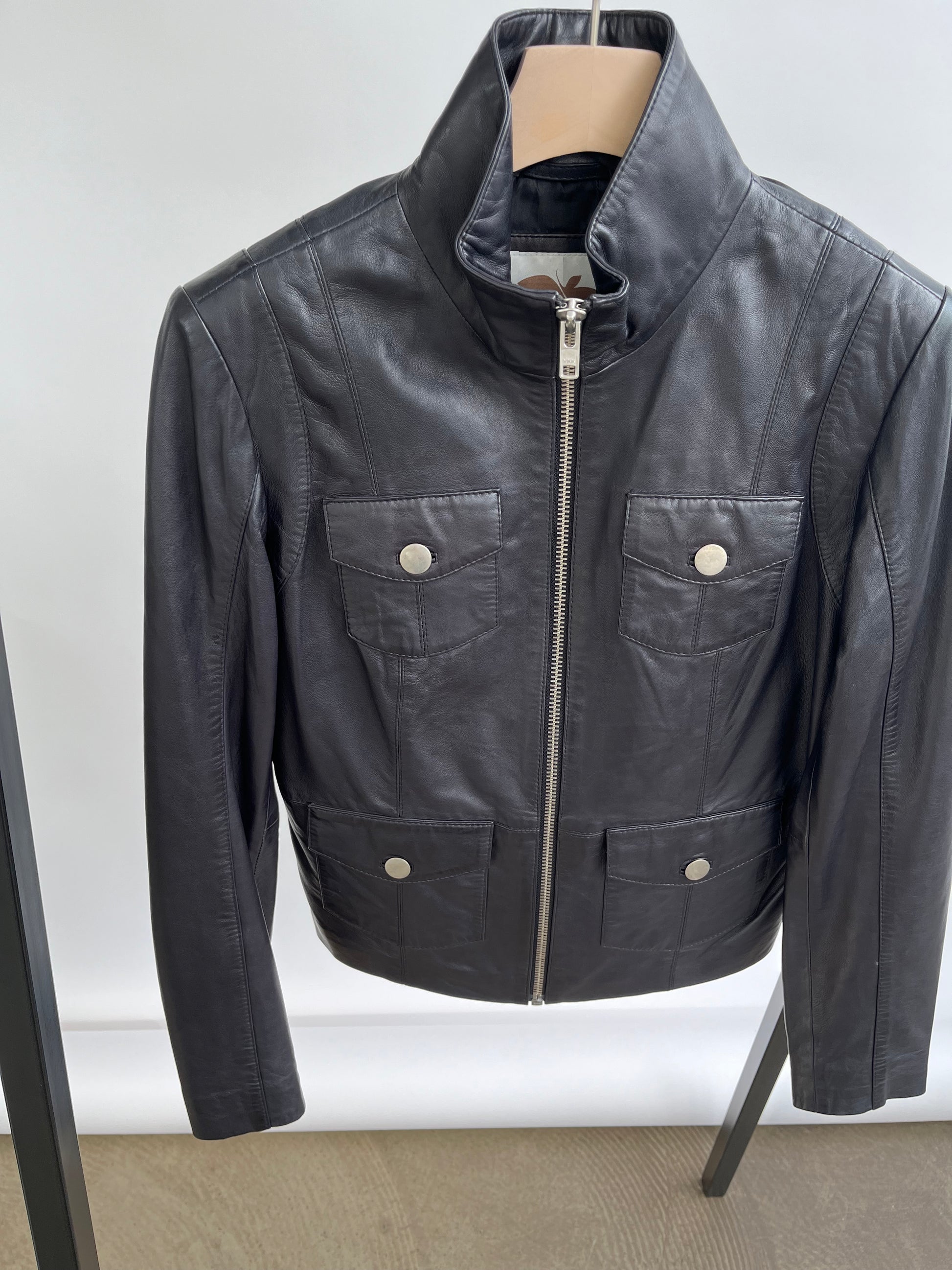 Stocklots Bikerjakke i læder fra BTFCPH Jakker Sort