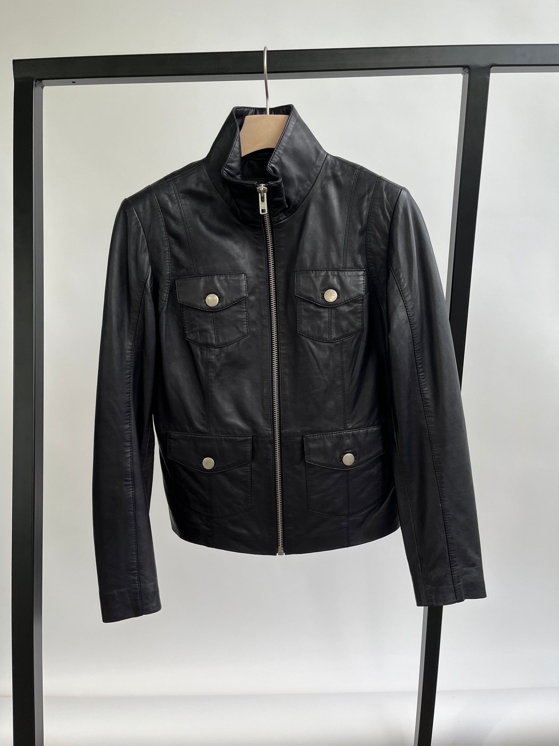 Stocklots Bikerjakke i læder fra BTFCPH Jakker Sort