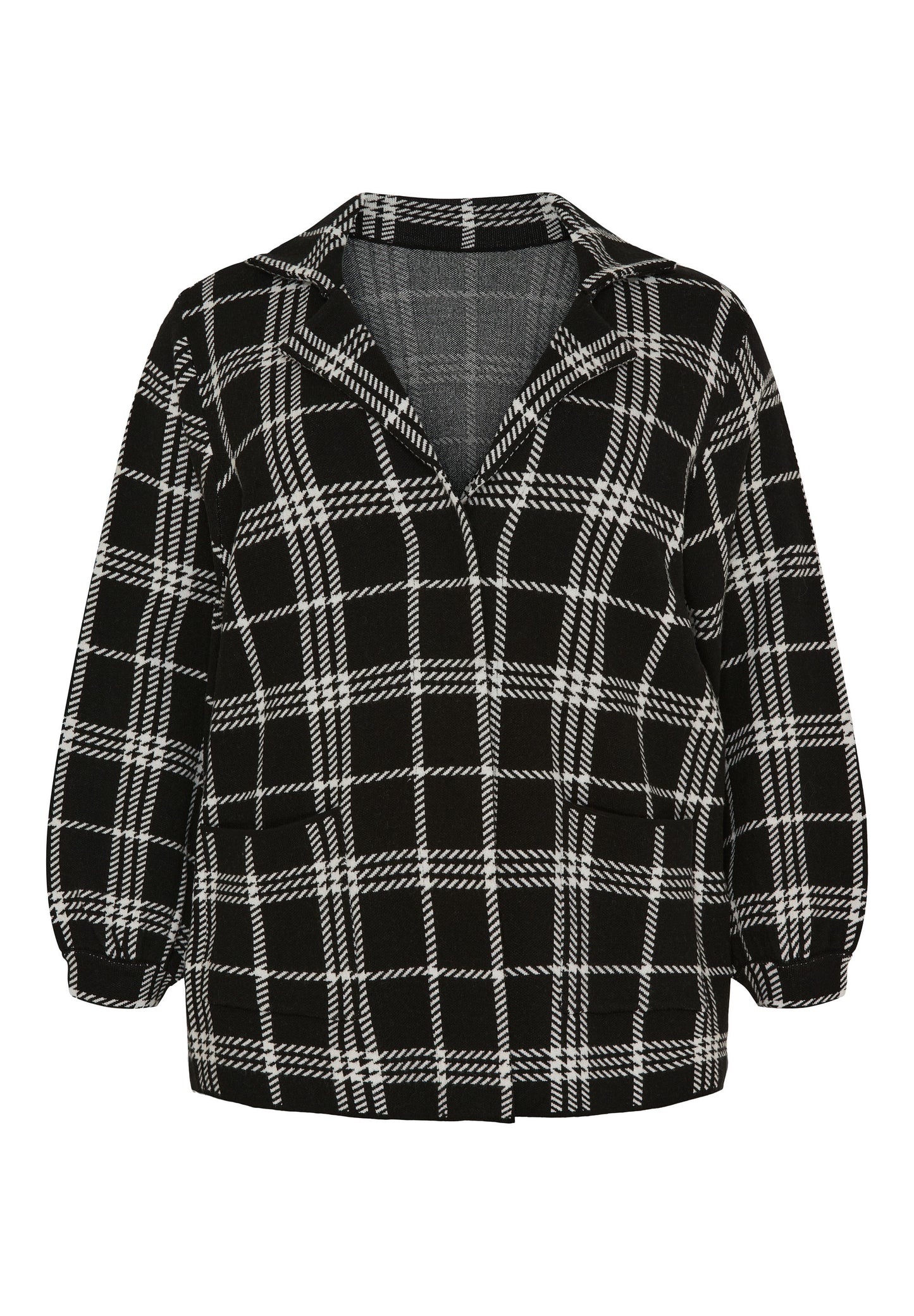NO. 1 BY OX Cardigan i et ternet mønster Cardigans Black w Off White Check