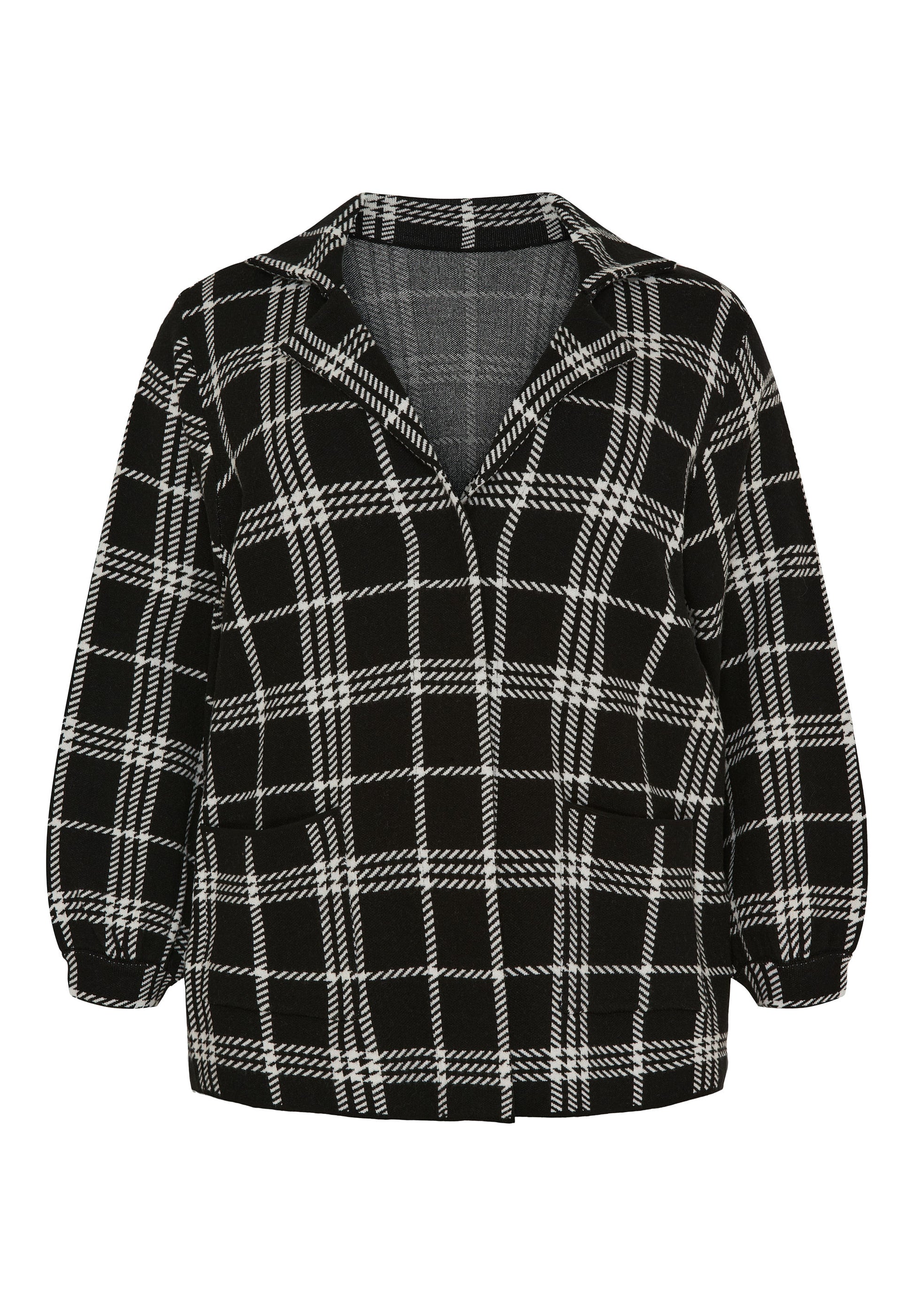 NO. 1 BY OX Cardigan i et ternet mønster Cardigans Black w Off White Check