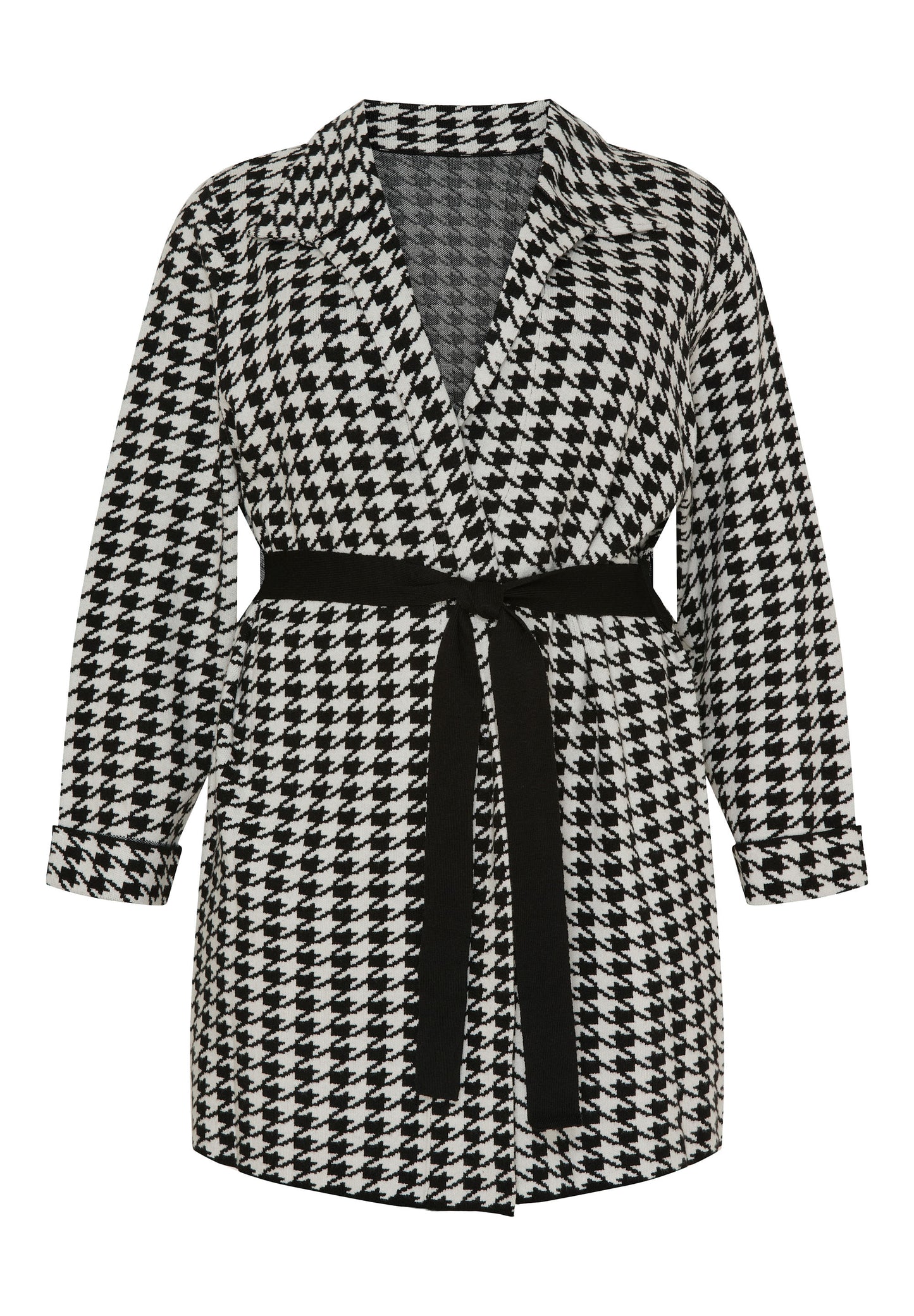 NO. 1 BY OX Cardigan med bindebånd Cardigans Black w Off White hound dog check