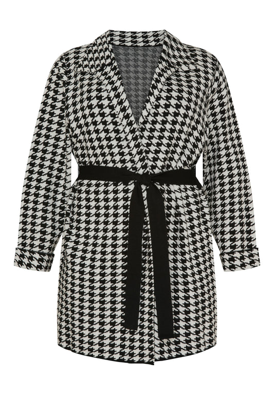 NO. 1 BY OX Cardigan med bindebånd Cardigans Black w Off White hound dog check