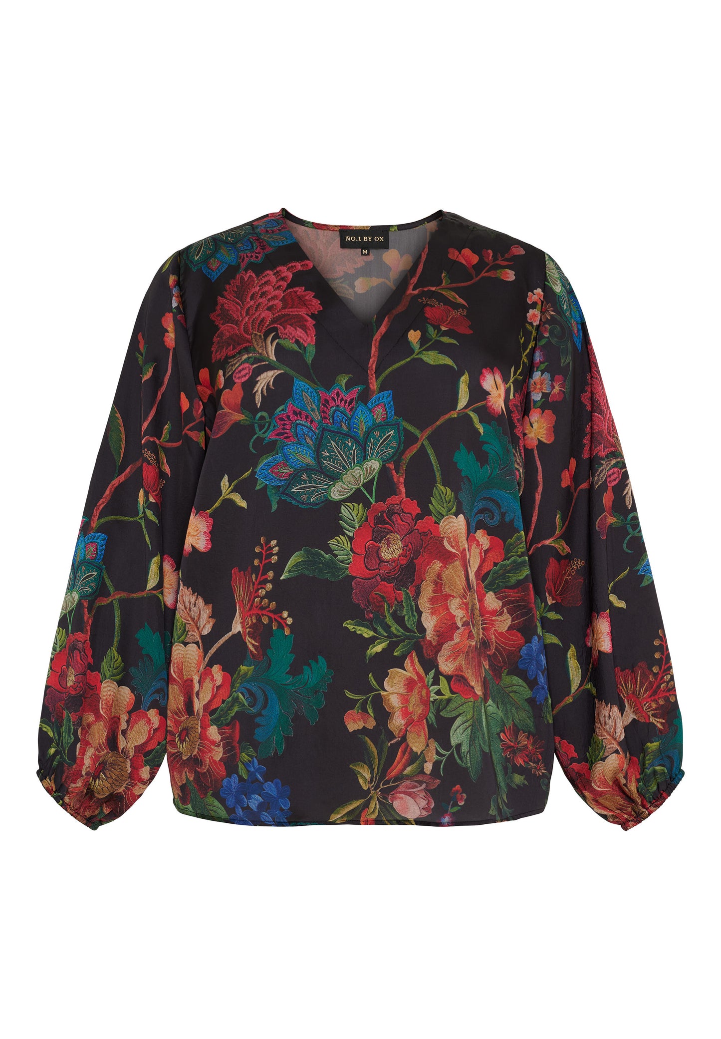 NO. 1 BY OX Elegant bluse i eksklusivt blomsterprint Bluser Black w multicolored flowers