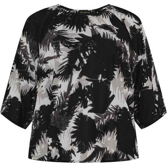 NO. 1 BY OX Elegant bluse i viskose Bluser White w Black/Grey flowers