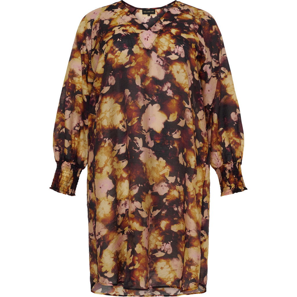 NO. 1 BY OX Elegant kjole i afdæmpede nuancer Kjoler Black w Cream Rose flowers