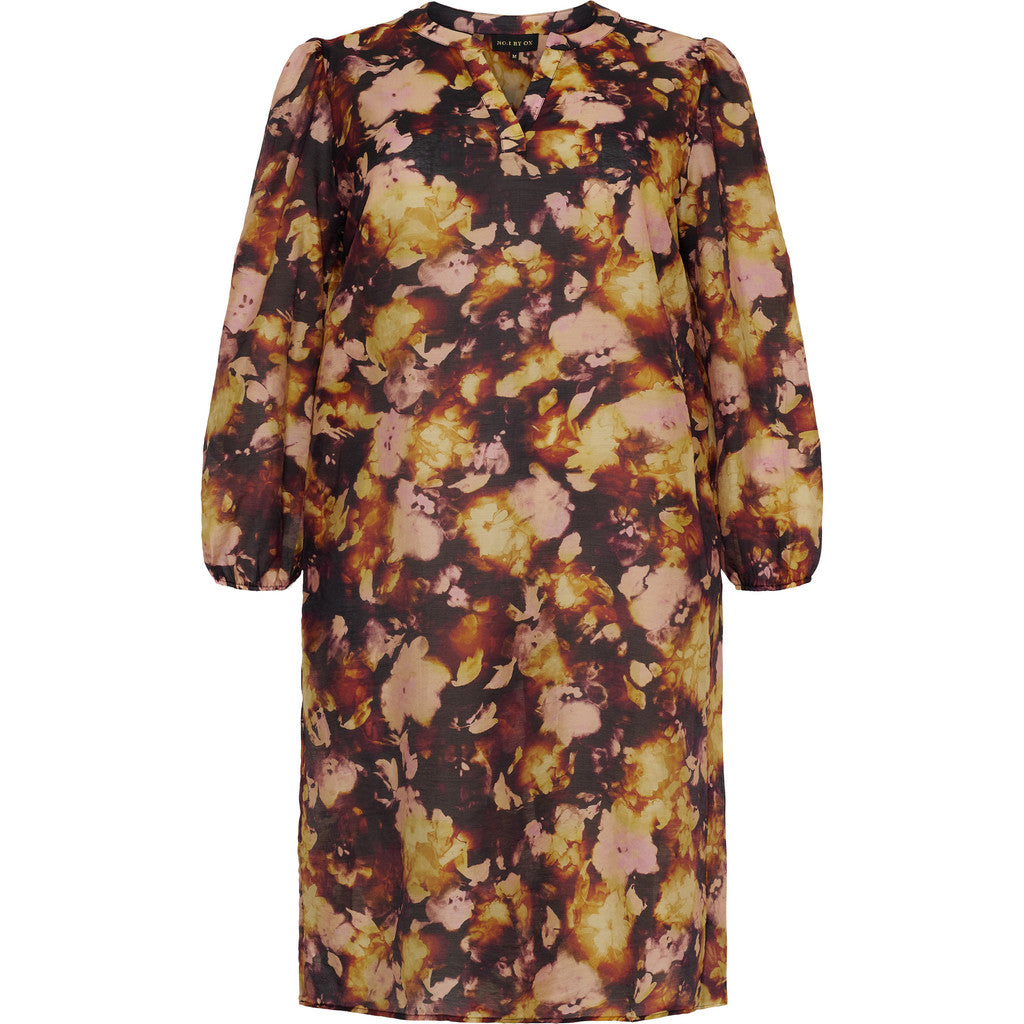 NO. 1 BY OX Elegant kjole i afdæmpede nuancer Kjoler Black w Cream Rose flowers