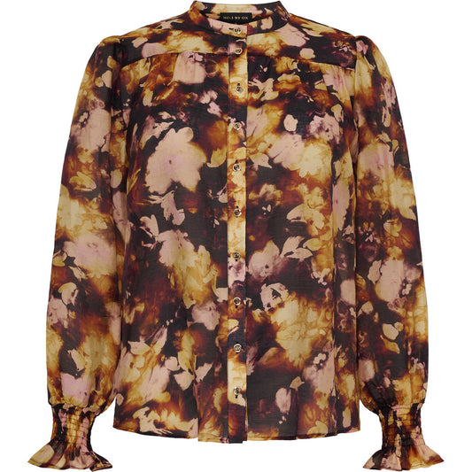 NO. 1 BY OX Elegant skjorte med fine flæsedetaljer Skjorter Black w Cream Rose flowers