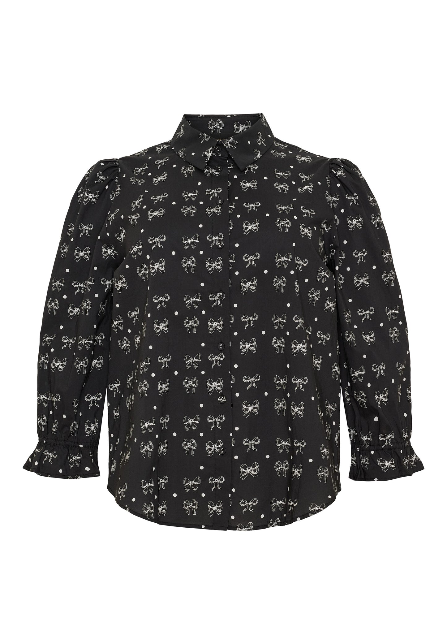 NO. 1 BY OX Elegant skjorte med sløjfer Skjorter Black w White bows