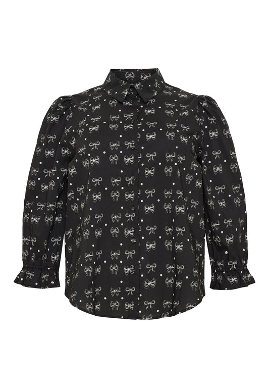 NO. 1 BY OX Elegant skjorte med sløjfer Skjorter Black w White bows