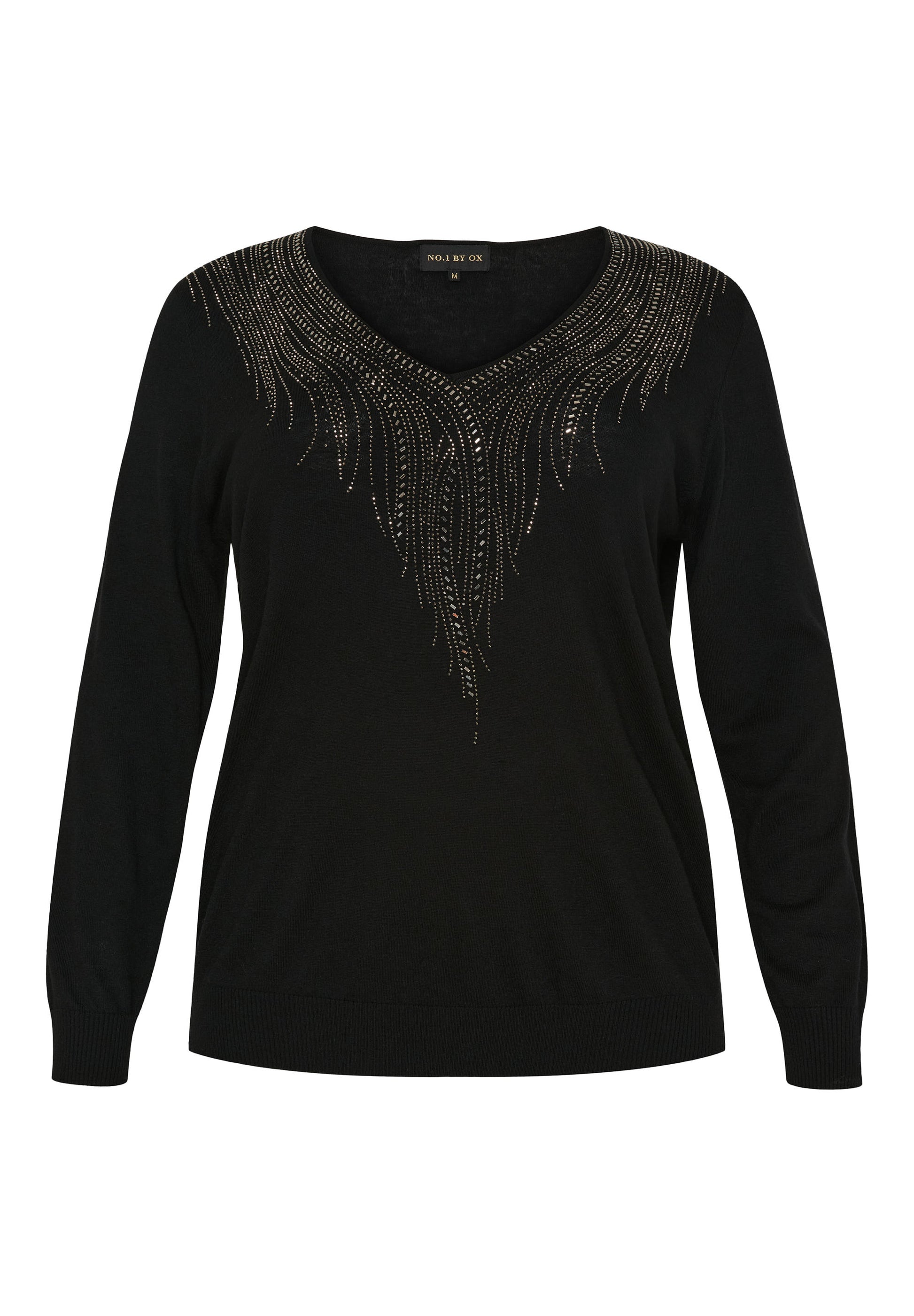 NO. 1 BY OX Elegant striktrøje Sweaters Sort