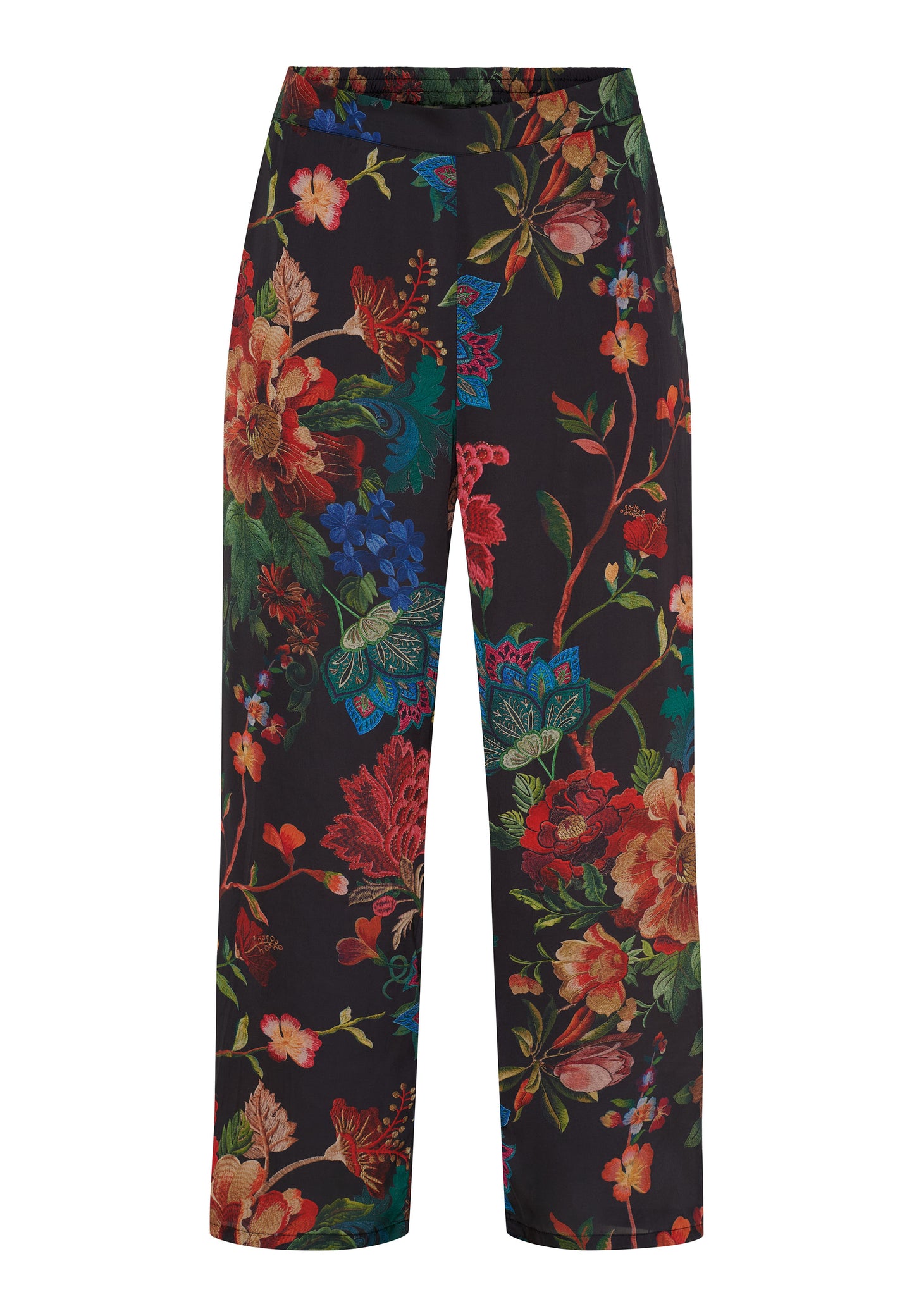 NO. 1 BY OX Elegante løse bukser i eksklusivt blomsterprint Bukser Black w multicolored flowers