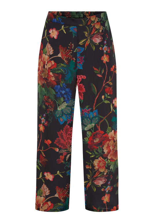 NO. 1 BY OX Elegante løse bukser i eksklusivt blomsterprint Bukser Black w multicolored flowers