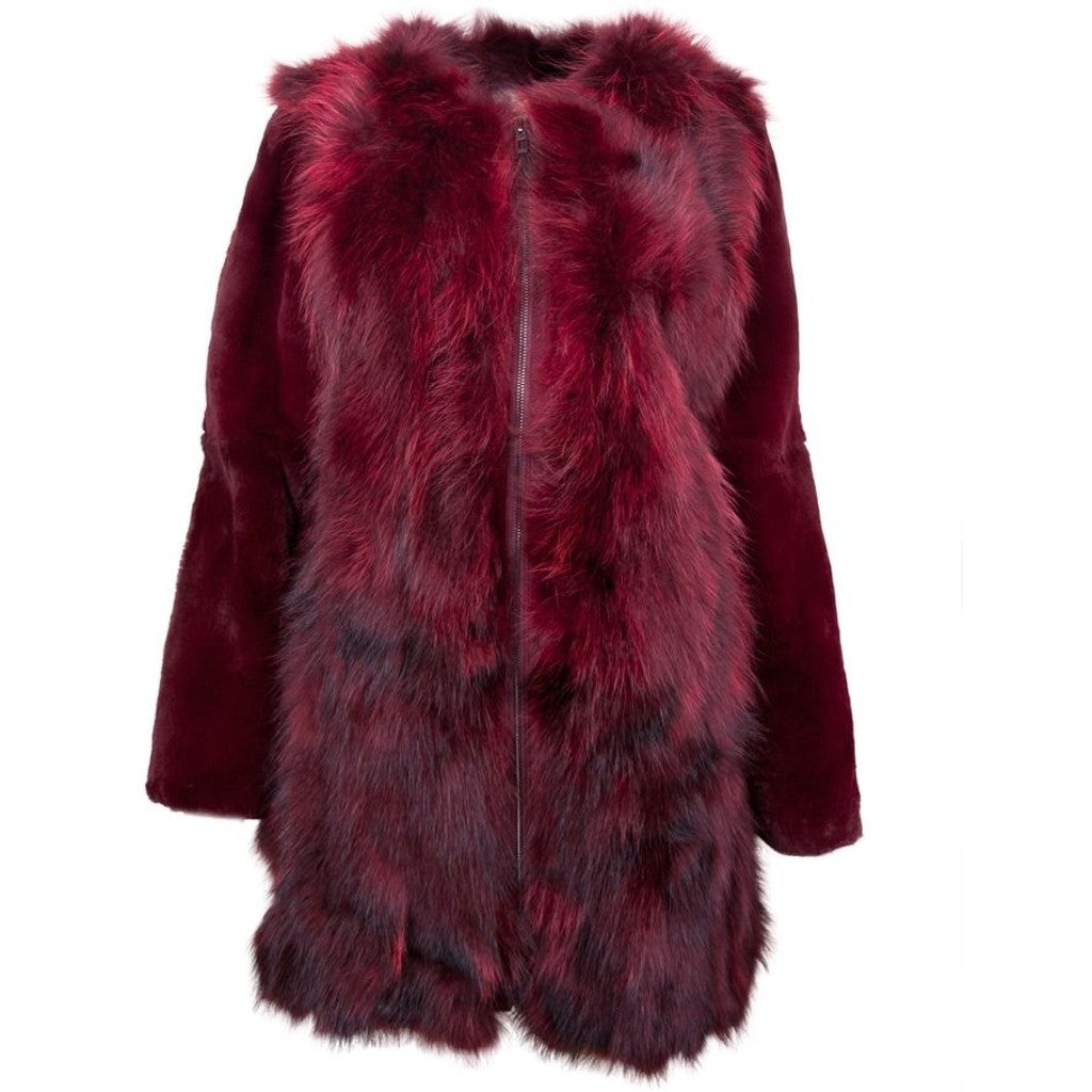 Furst Jacket with racccoon body & rabbit sleeves Jakker Rød