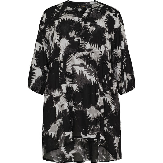 NO. 1 BY OX Kjole med 3/4 ærmer i viskose Kjoler White w Black/Grey flowers