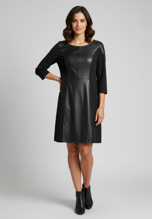 Furst Kjole med 3/4 med & skind detaljer Kjoler Sort