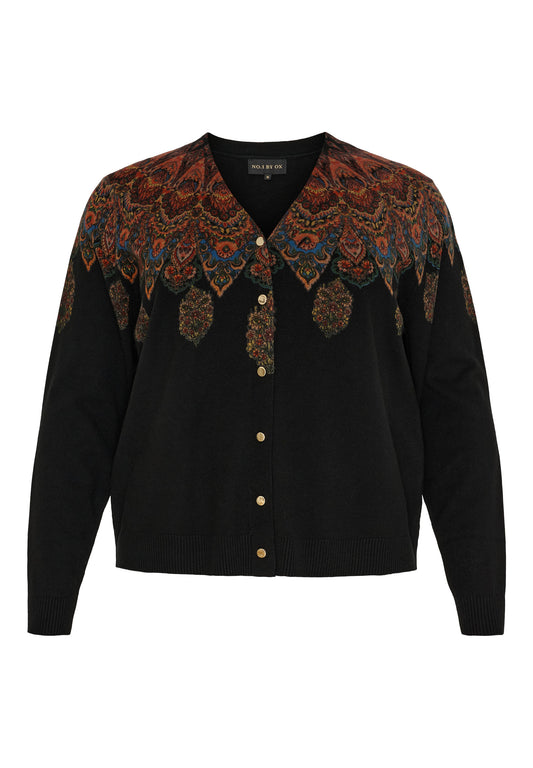 NO. 1 BY OX Klassisk cardigan med mønster Cardigans Sort