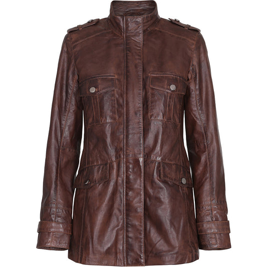 Stocklots Læderjakke i sporty look Jakker Brun