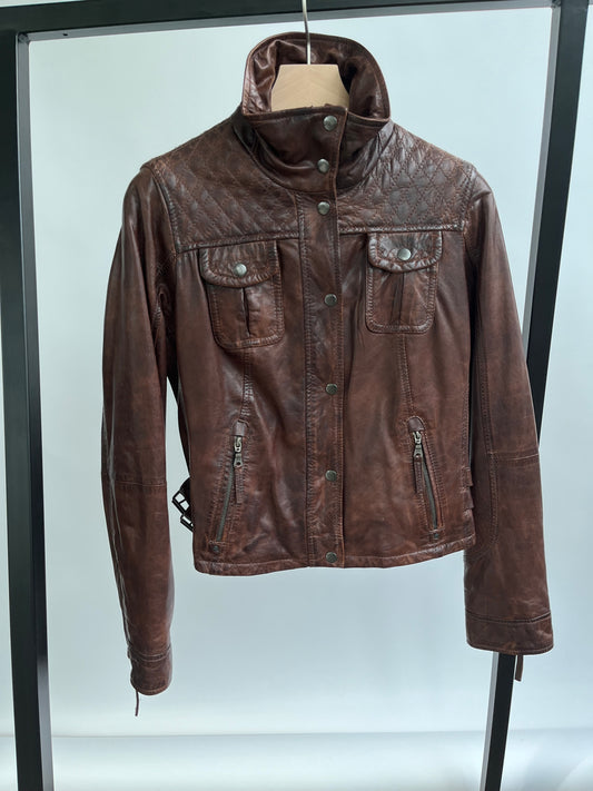 Stocklots Læderjakke med rå detaljer Jakker Brun