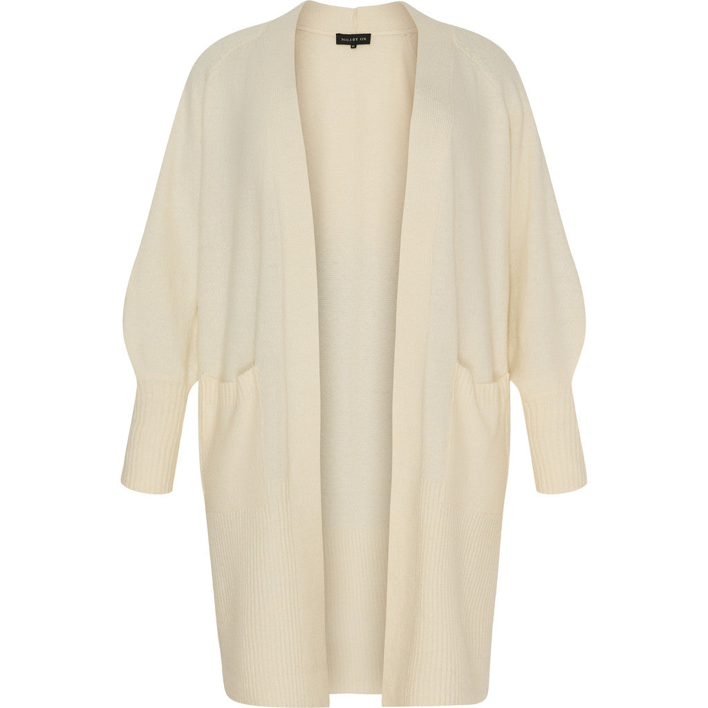 NO. 1 BY OX Lang cardigan med ballonærmer Cardigans Cream White