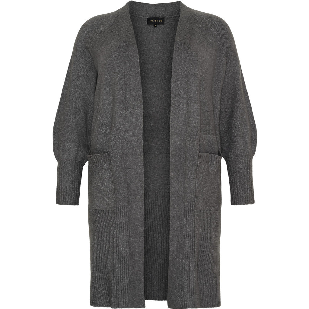 NO. 1 BY OX Lang cardigan med ballonærmer Cardigans Grå