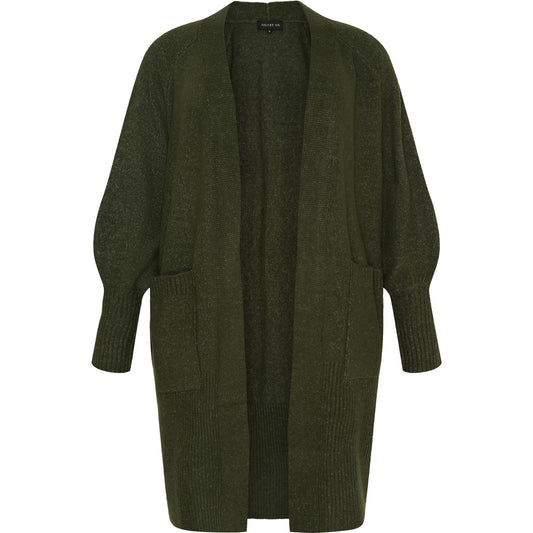 NO. 1 BY OX Lang cardigan med ballonærmer Cardigans Grøn