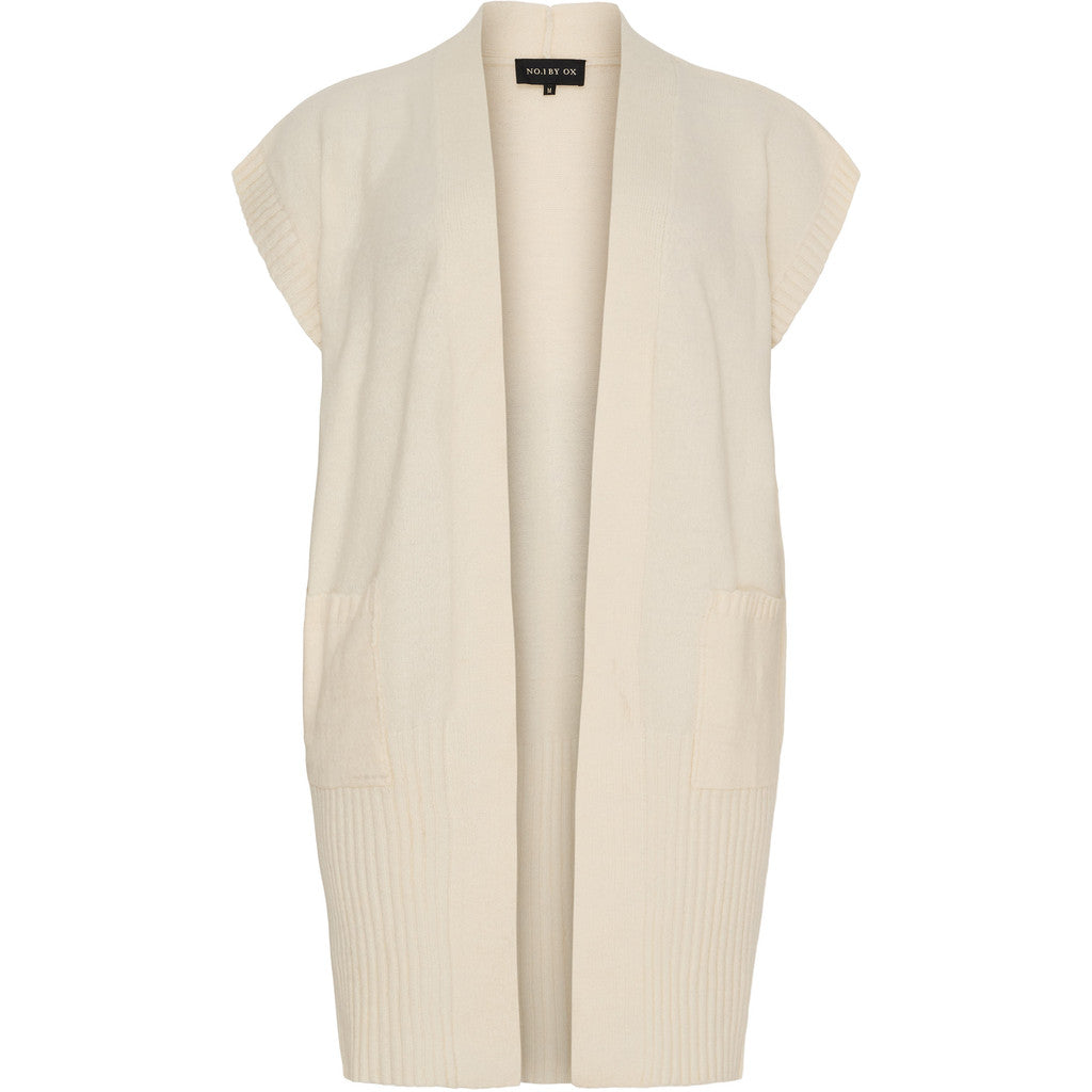 NO. 1 BY OX Lang vest i strik Veste Cream White