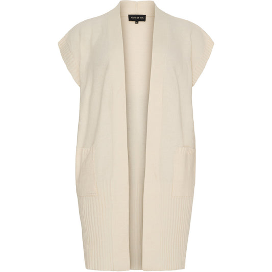 NO. 1 BY OX Lang vest i strik Veste Cream White