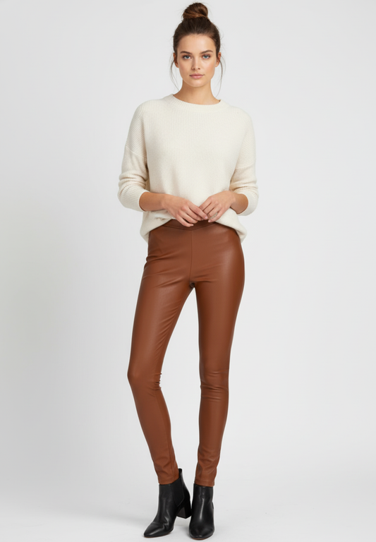 Stocklots Leggings i læder Leggings Brun
