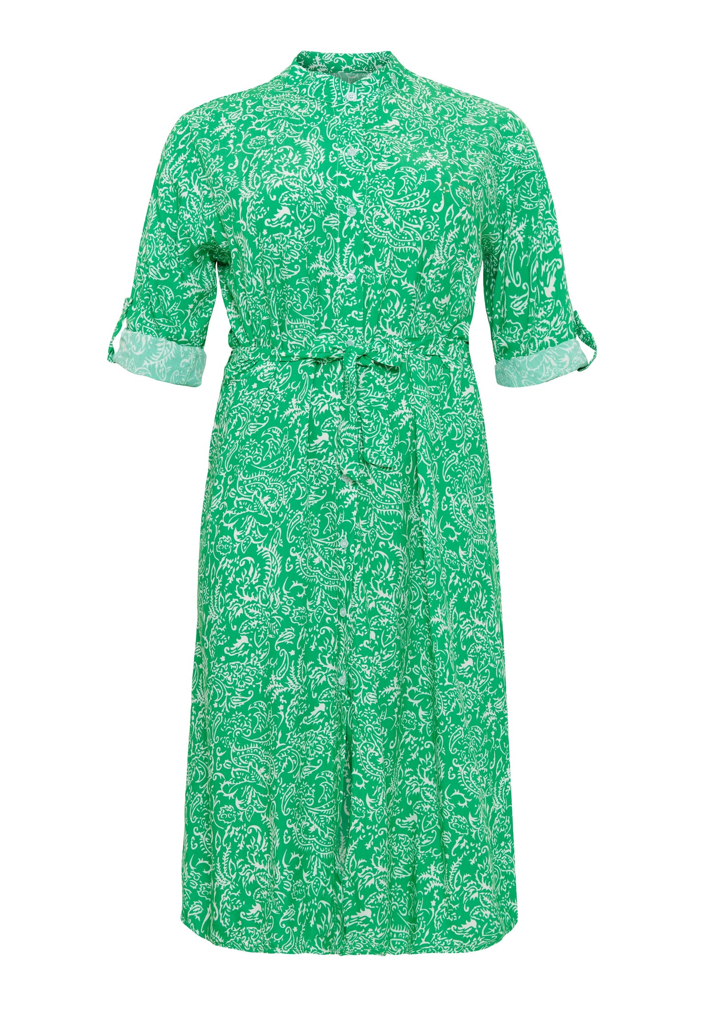 Trendy and Curvy Midi kjole med bindebånd i taljen Kjoler Grøn