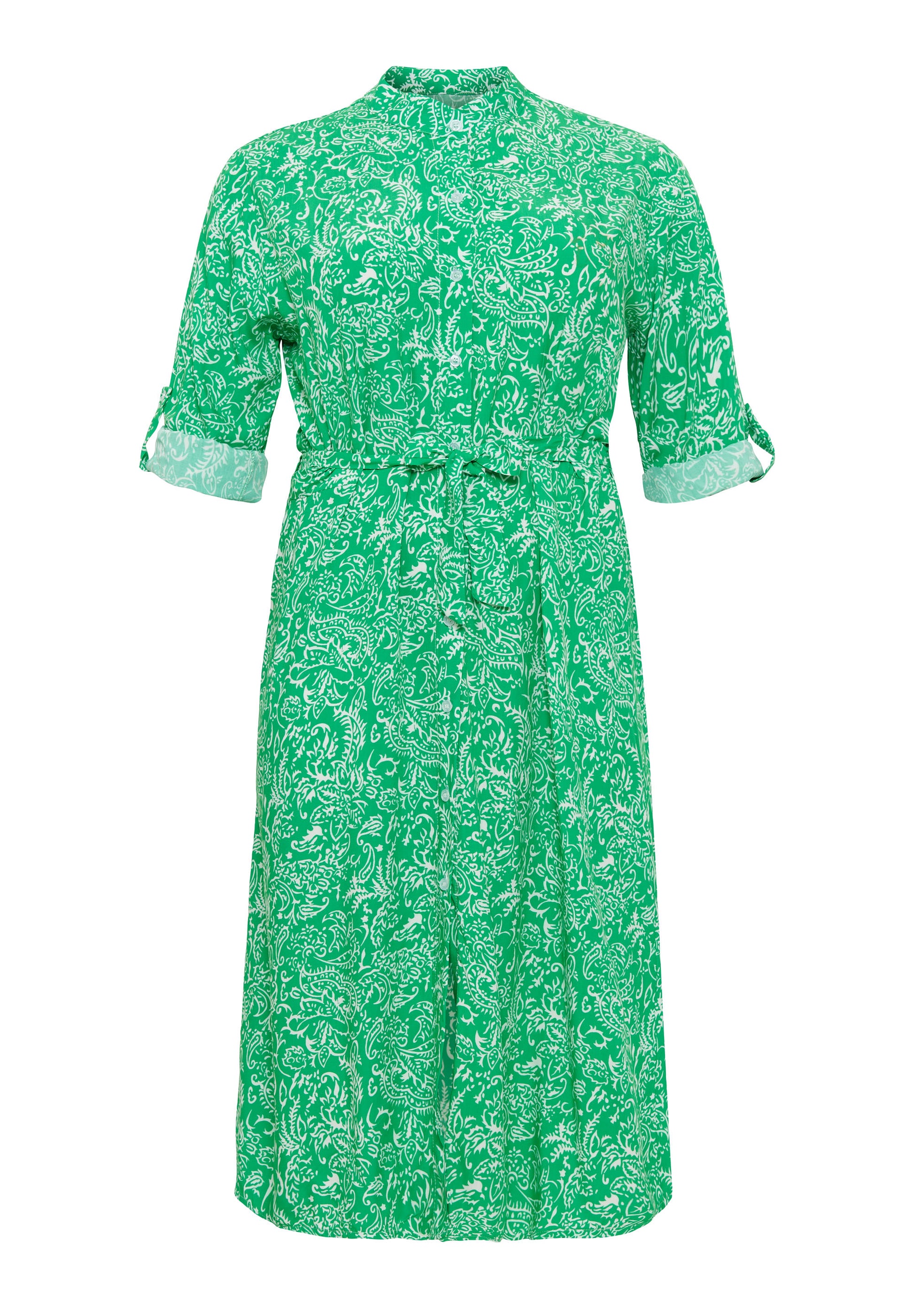 Trendy and Curvy Midi kjole med bindebånd i taljen Kjoler Grøn