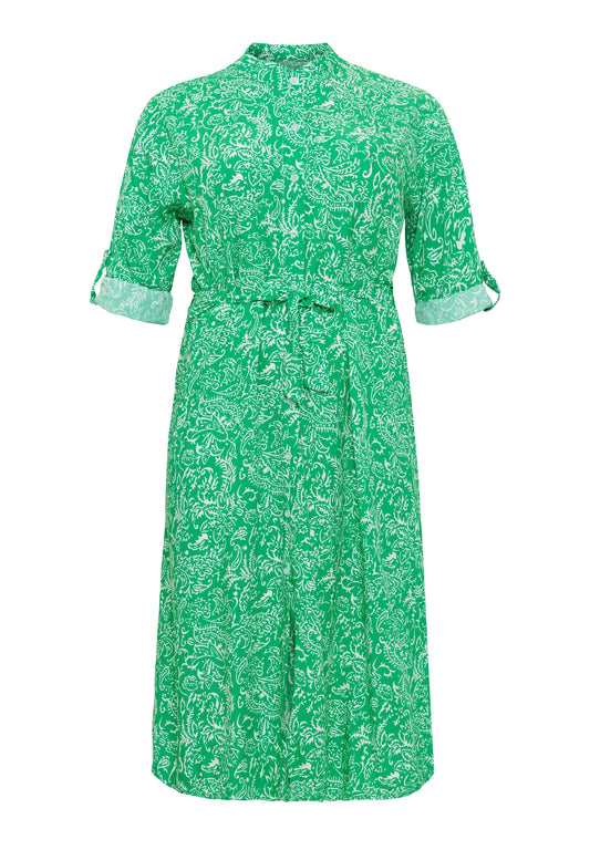 Trendy and Curvy Midi kjole med bindebånd i taljen Kjoler Grøn