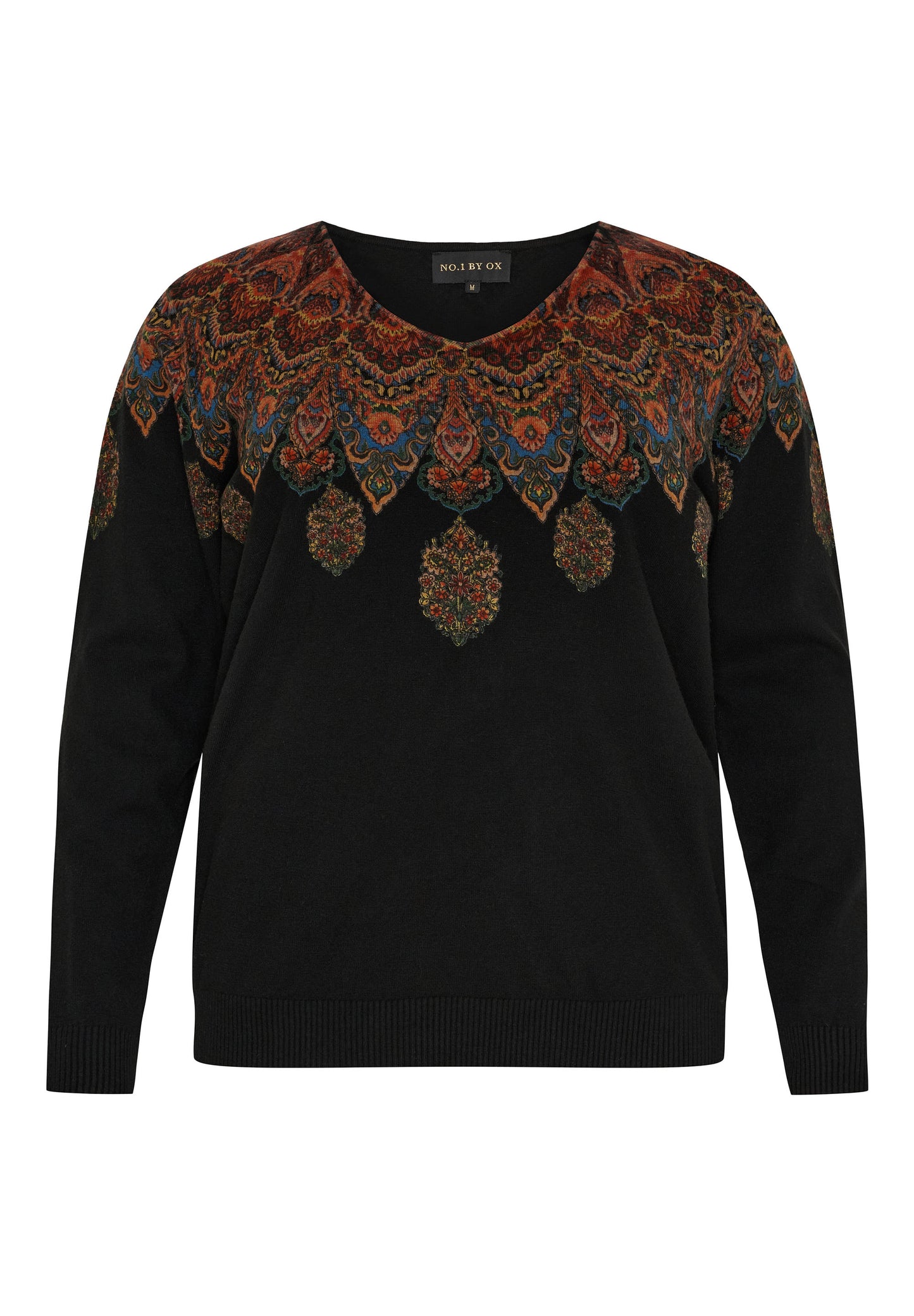 NO. 1 BY OX Pullover med mønster Sweaters Sort