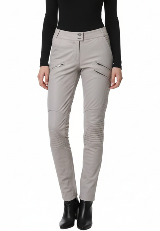 Stocklots Skindbukser med detaljer Bukser Beige