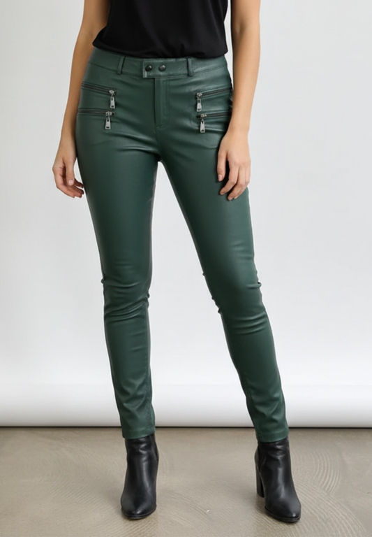 Stocklots Skindbukser med lynlåslommer Leggings Grøn