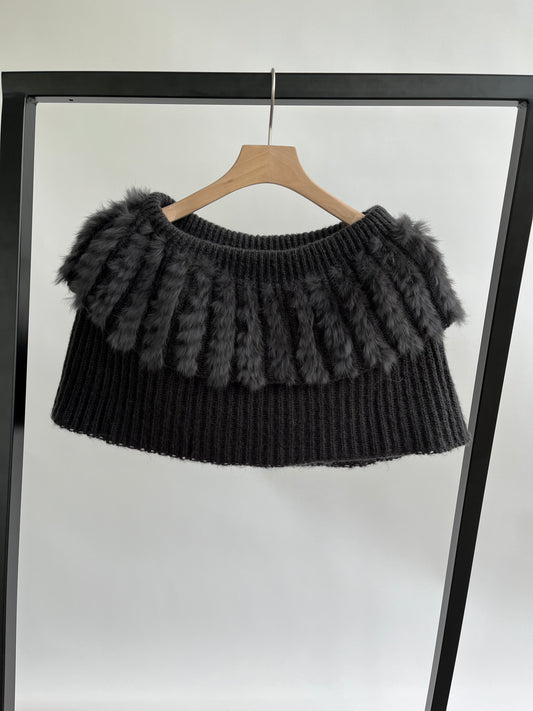 Furst Strikkede sjælevarmer med kanin  Grå