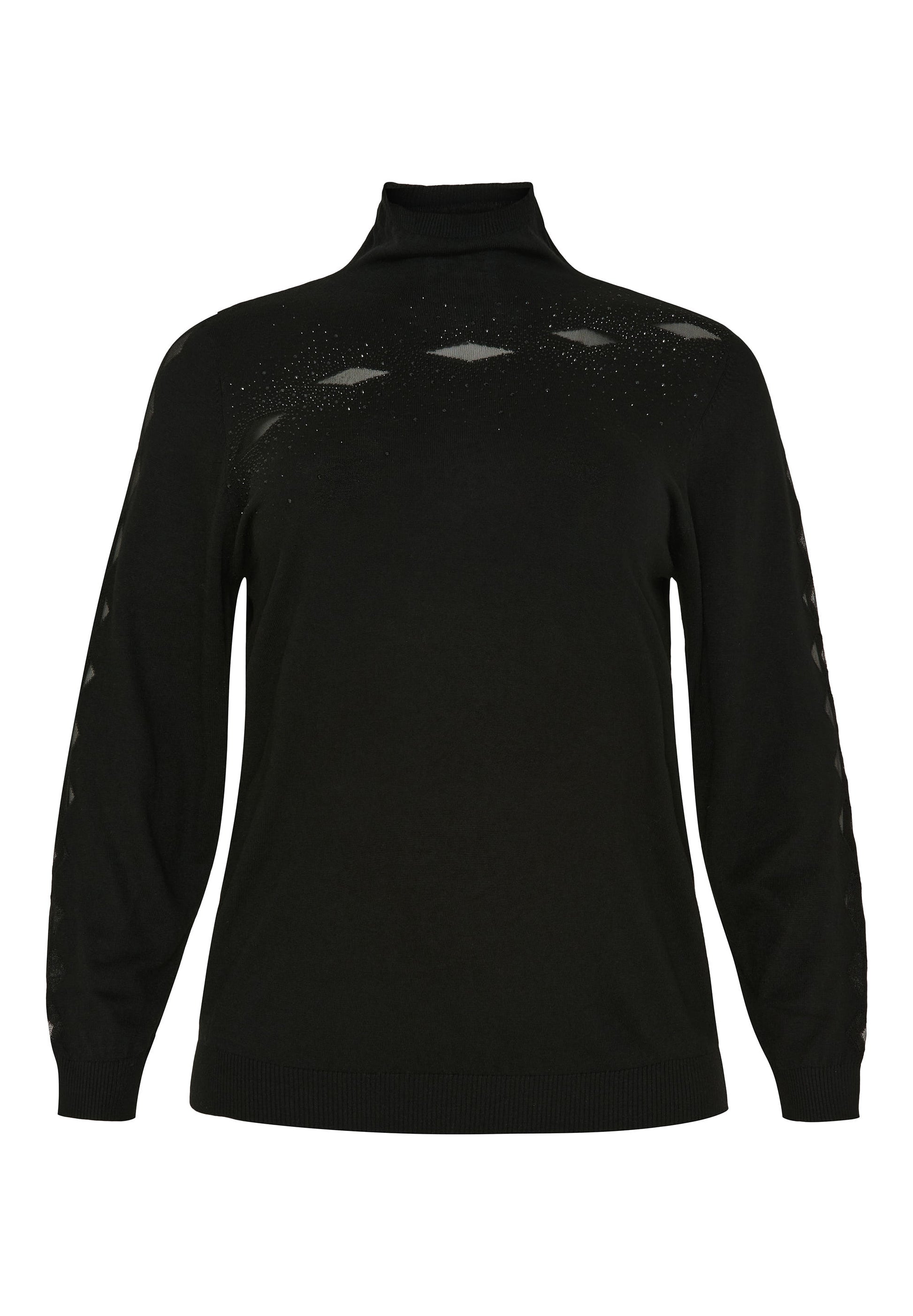 NO. 1 BY OX Strikket bluse med rullekrave og glimmer detaljer Sweaters Sort