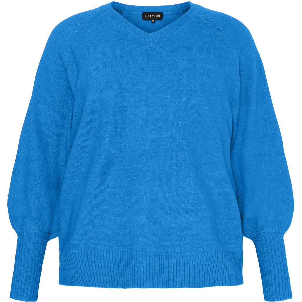 NO. 1 BY OX Striktrøje med V-udskæring Sweaters Clear Blue