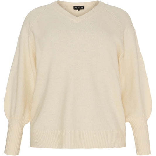 NO. 1 BY OX Striktrøje med V-udskæring Sweaters Cream White
