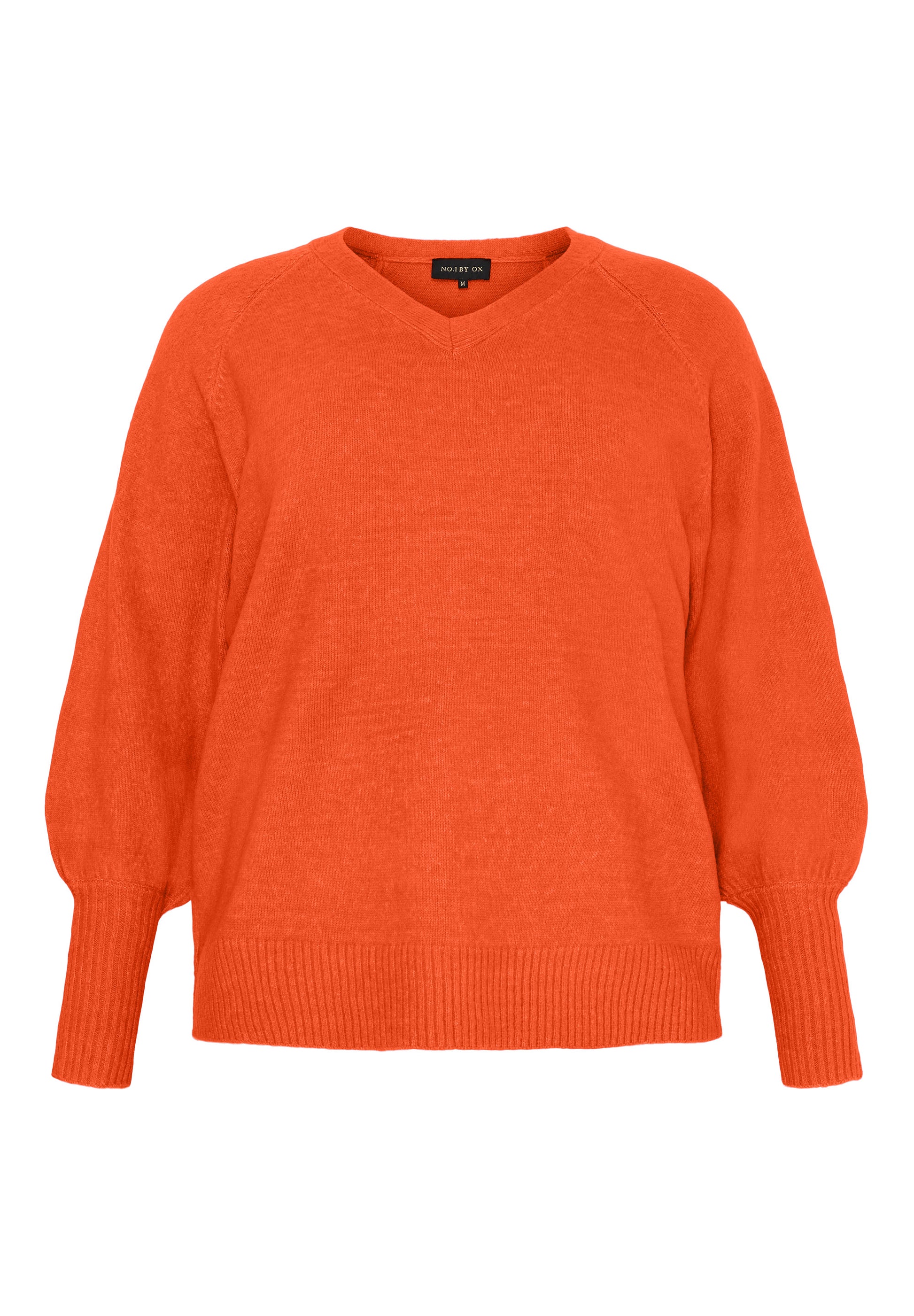 NO. 1 BY OX Striktrøje med V-udskæring Sweaters Flower Orange