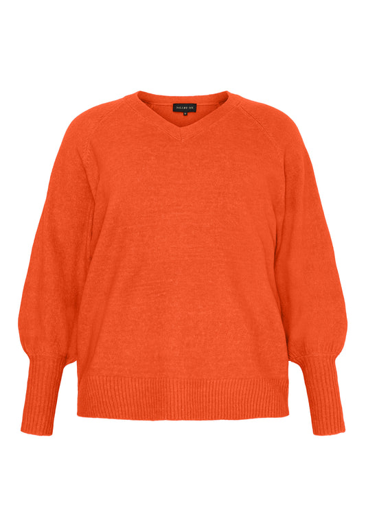 NO. 1 BY OX Striktrøje med V-udskæring Sweaters Flower Orange