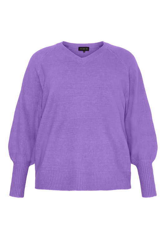 NO. 1 BY OX Striktrøje med V-udskæring Sweaters Paisley Purple